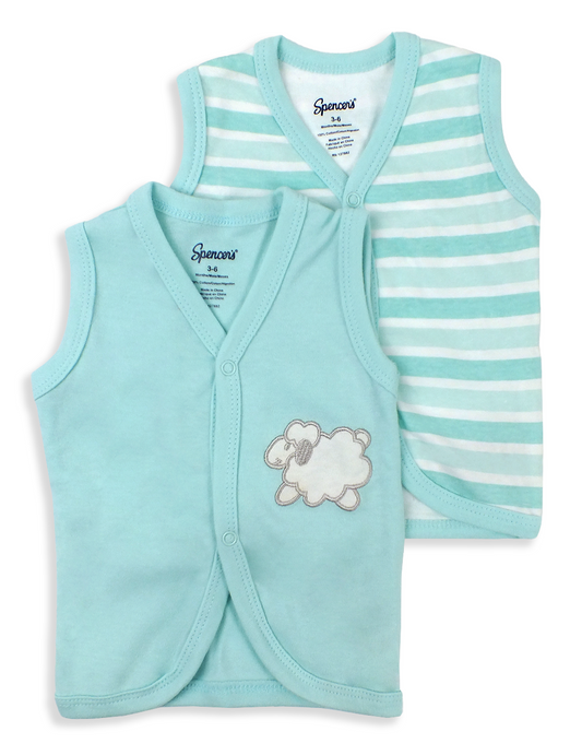 Classic Mint Pastels 2pc Diaper Shirts Set