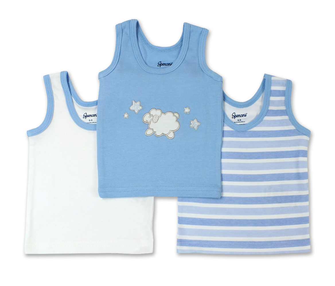 Classic Blue Pastels 3pc Sleeveless Shirts