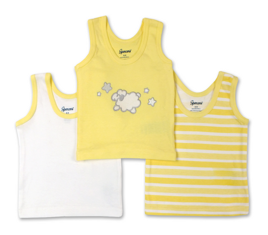 Classic Yellow Pastels 3pc Sleeveless Shirts