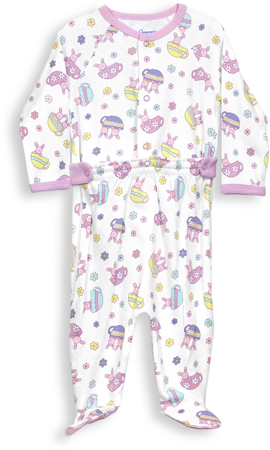 Spencer's 1pc Zip Leg Sleeper® - Pink Tea Bunnies