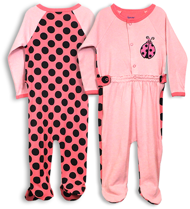 Spencer's 1pc Zip Leg Sleeper® - Pink Ladybug